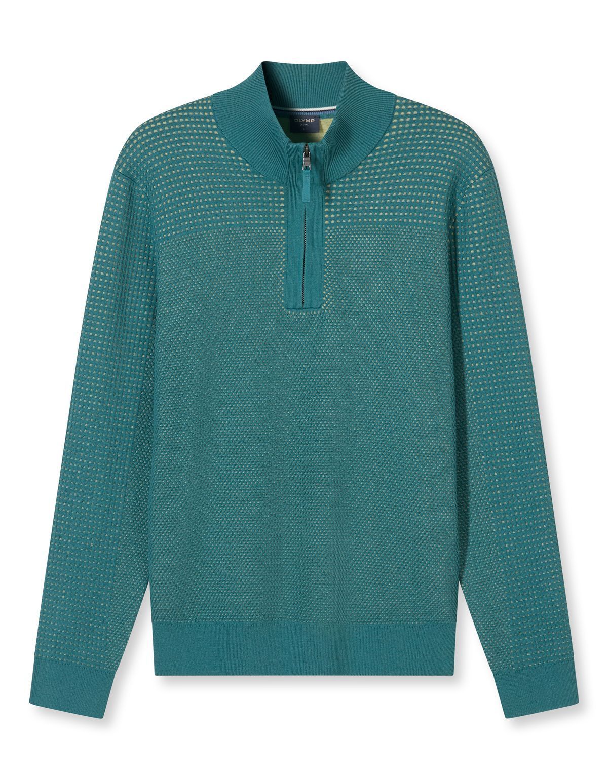 Свитер зелёный хлопковый с воротником на молнии Olymp | купить в интернет-магазине Olymp-Men