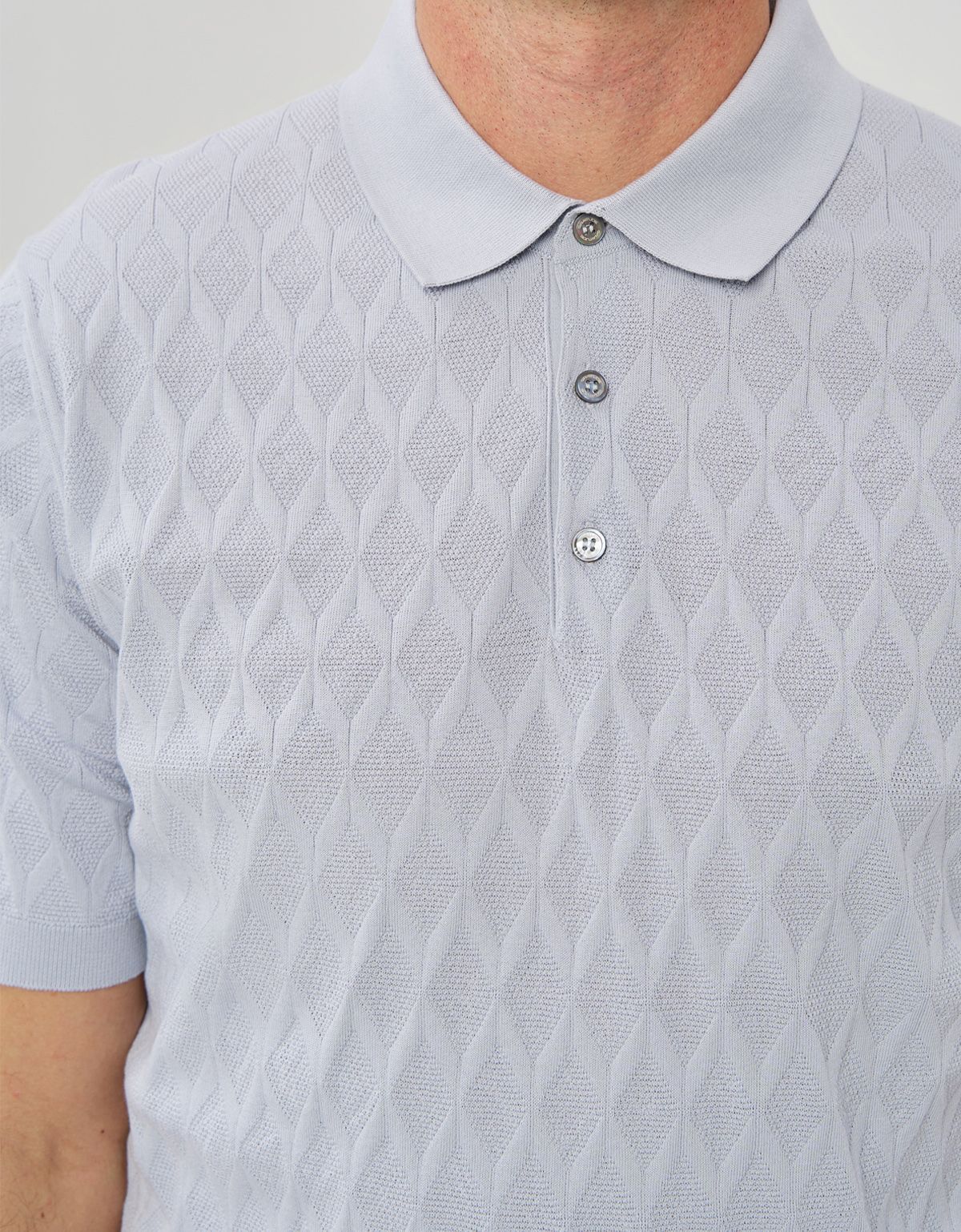 Поло мужское голубое вязаное на пуговицах Gratude | купить в интернет-магазине Olymp-Men