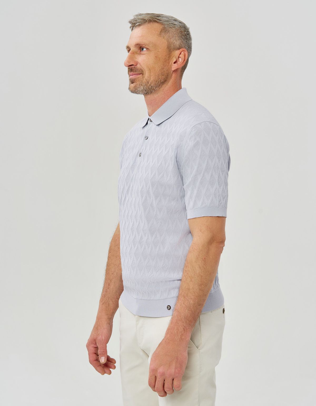 Поло мужское голубое вязаное на пуговицах Gratude | купить в интернет-магазине Olymp-Men