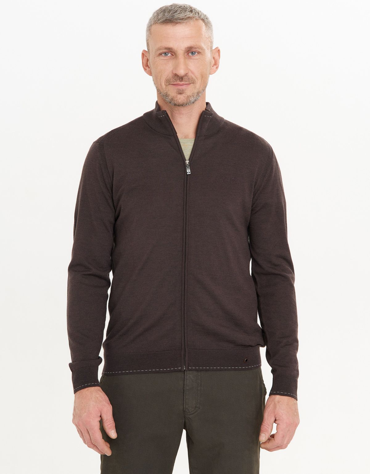 Кардиган коричневый мужской Gratude на молнии | купить в интернет-магазине Olymp-Men