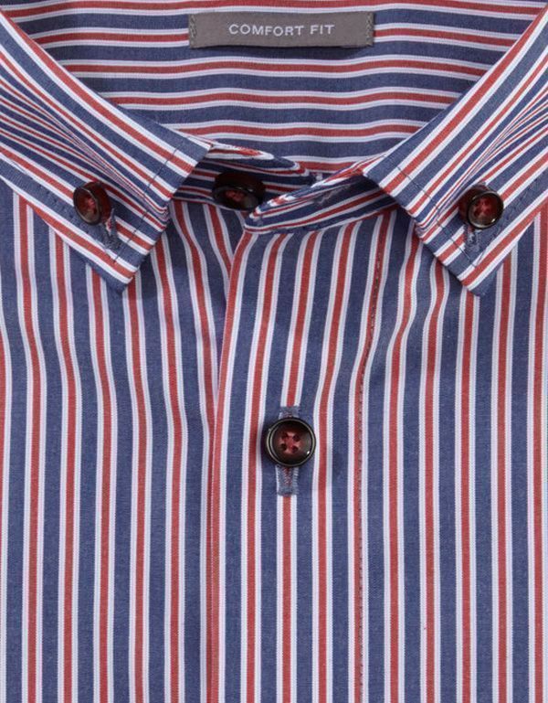 Рубашка мужская в полоску с пуговицами на воротнике OLYMP Luxor, прямой крой | купить в интернет-магазине Olymp-Men