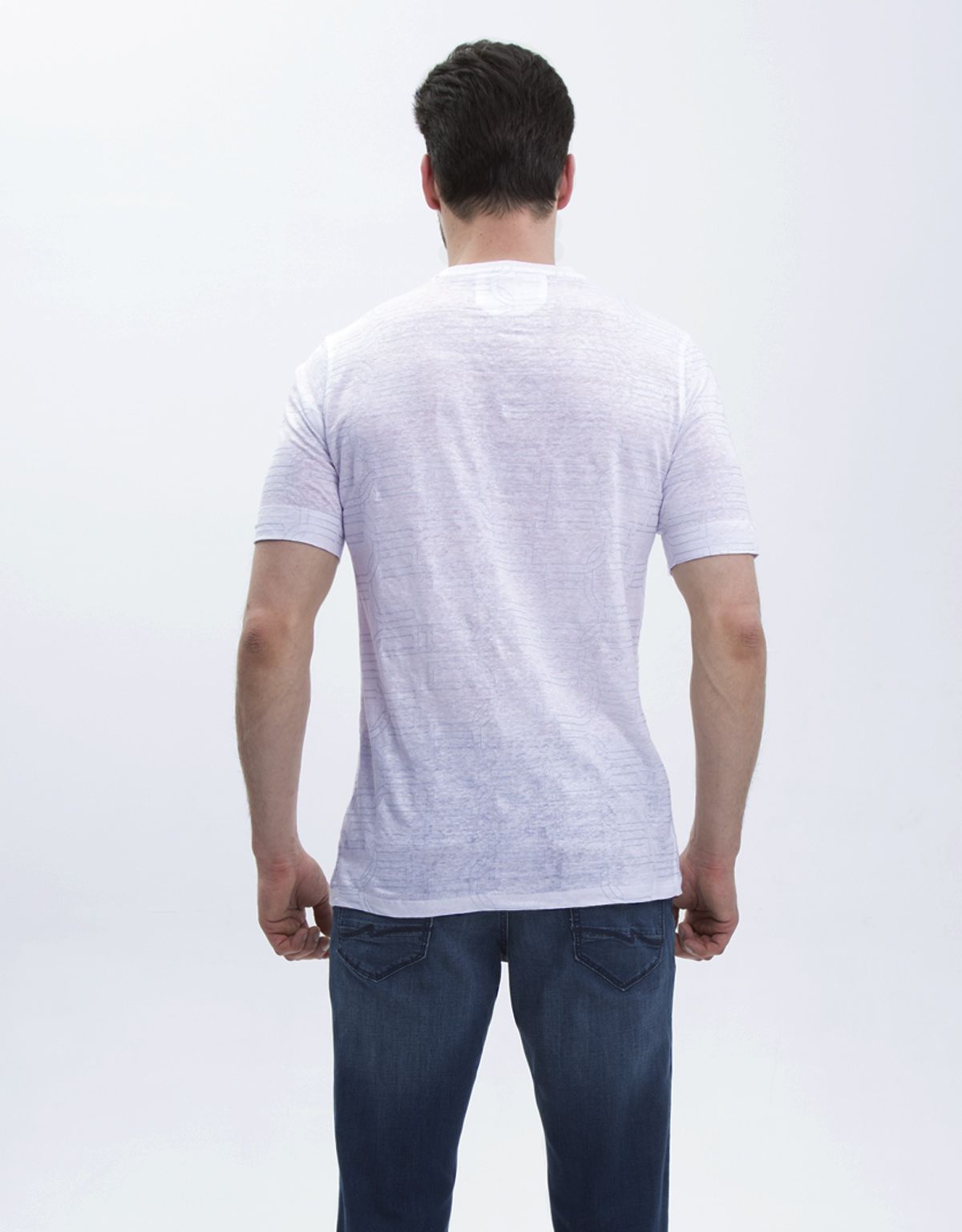 Футболка белая льняная мужская Gratude с голубой вышивкой | купить в интернет-магазине Olymp-Men