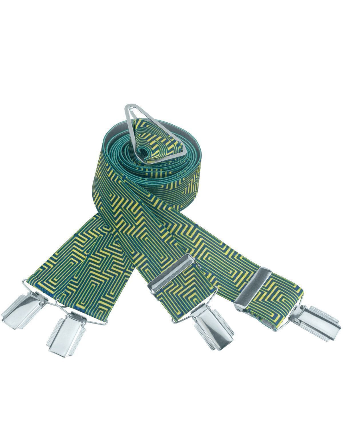 Подтяжки мужские с принтом зелёные ромбы Lindenmann | купить в интернет-магазине Olymp-Men