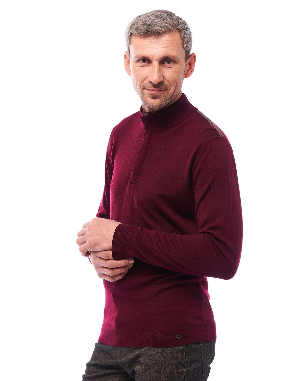 Свитер мужской бордовый на молнии Gratude из тонкой шерсти | купить в интернет-магазине Olymp-Men