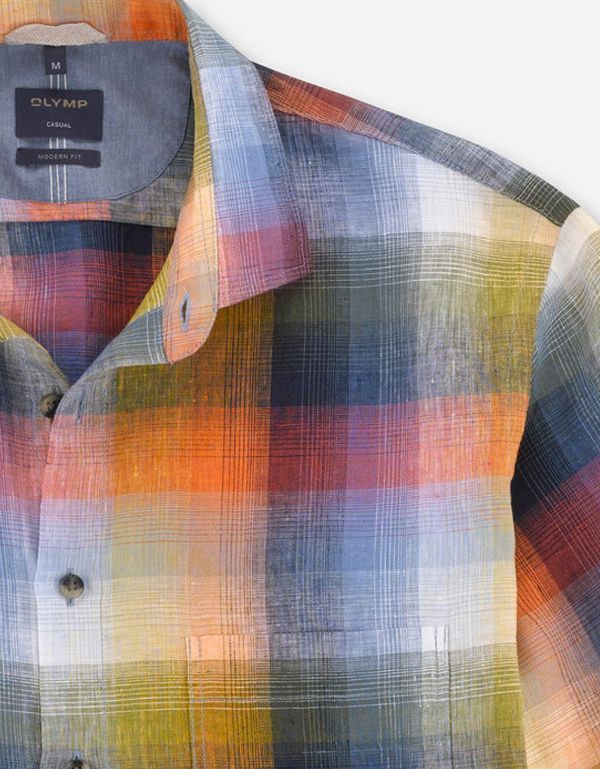 Льняная клетчатая рубашка OLYMP Casual, modern fit