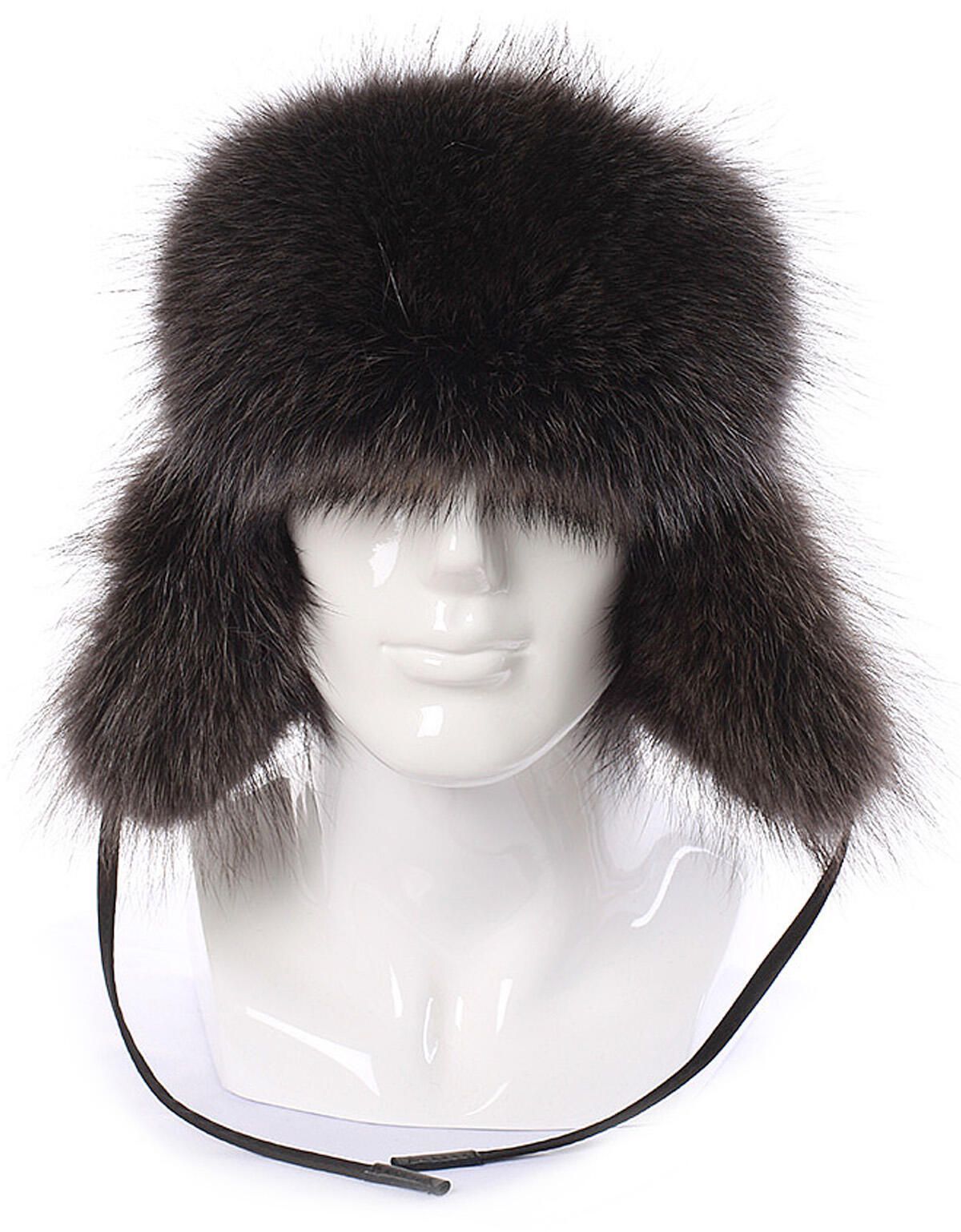 Шапка-ушанка черная Tesoro, плащевка, мех енота | купить в интернет-магазине Olymp-Men