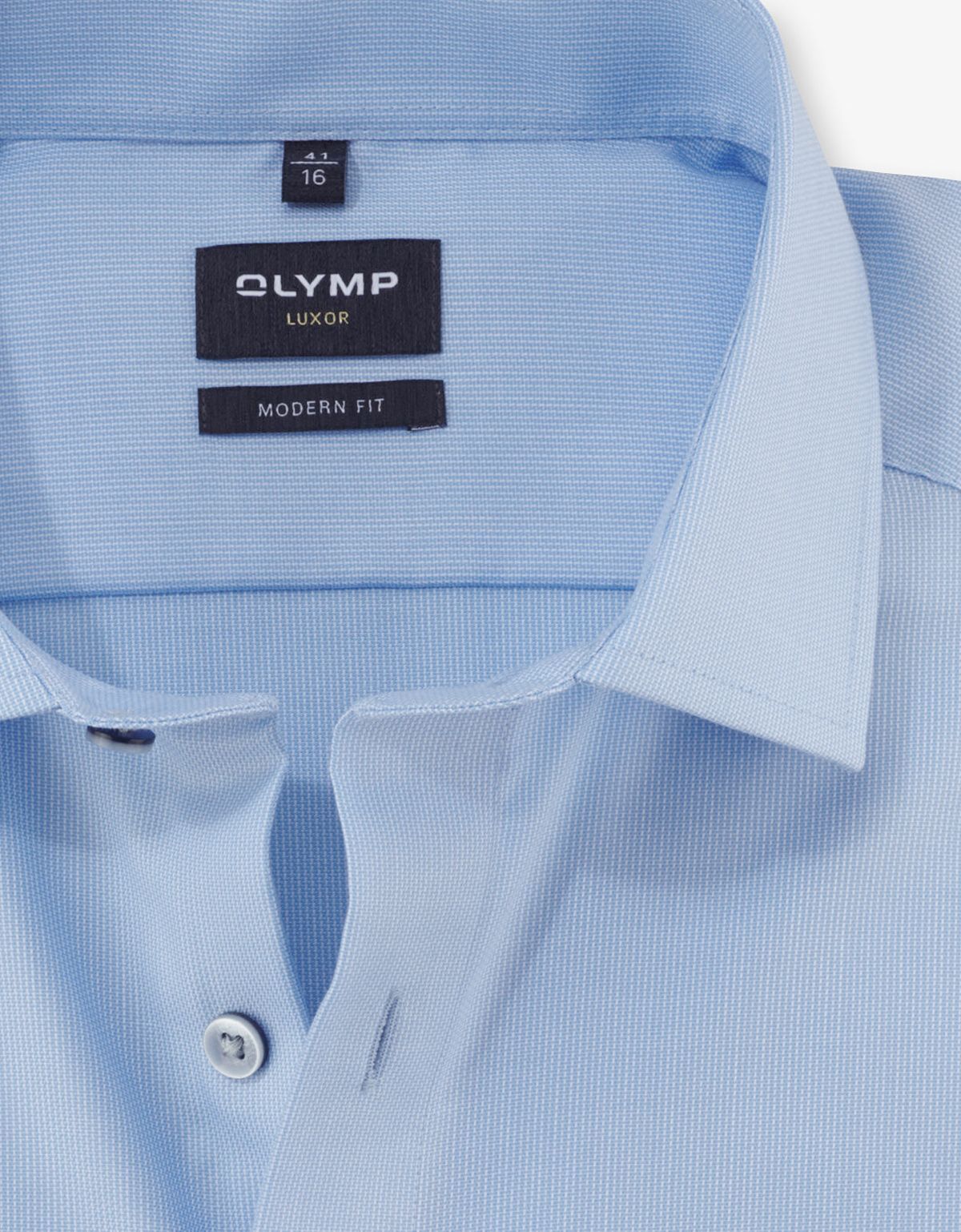 Сорочка классическая голубая Olymp Luxor, modern fit, фактурная | купить в интернет-магазине Olymp-Men