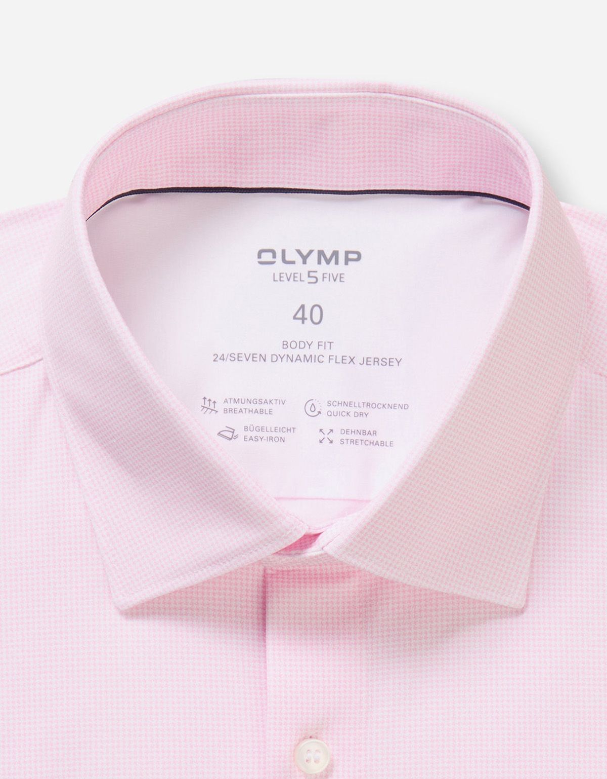 Рубашка трикотажная розовая клетка Olymp, body fit | купить в интернет-магазине Olymp-Men