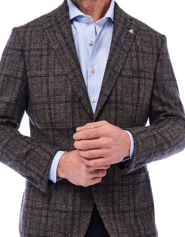 Пиджак мужской шерстяной в клетку Roy Robson с 2 шлицами, modern fit | купить в интернет-магазине Olymp-Men