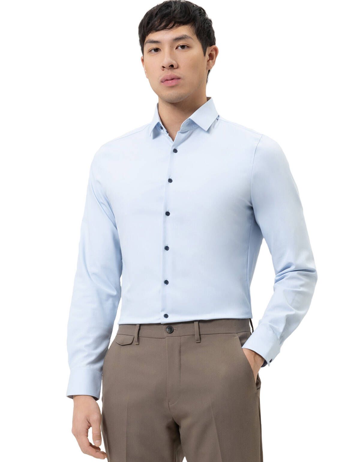 Рубашка мужская OLYMP 24/7, body fit, на рост >186[Голубой]