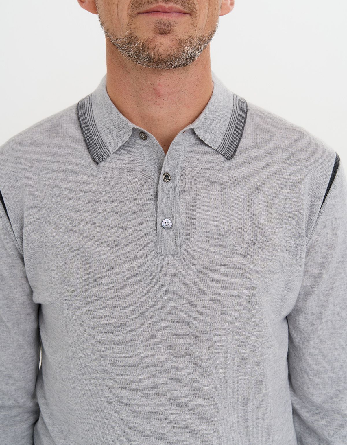 Поло серое с длинным рукавом Gratude на пуговицах | купить в интернет-магазине Olymp-Men