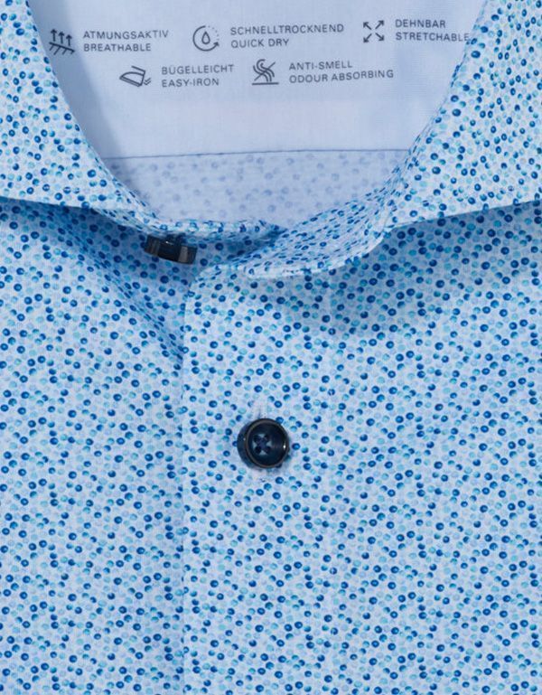 Рубашка трикотажная OLYMP Luxor 24/7 с рисунком горох, modern fit