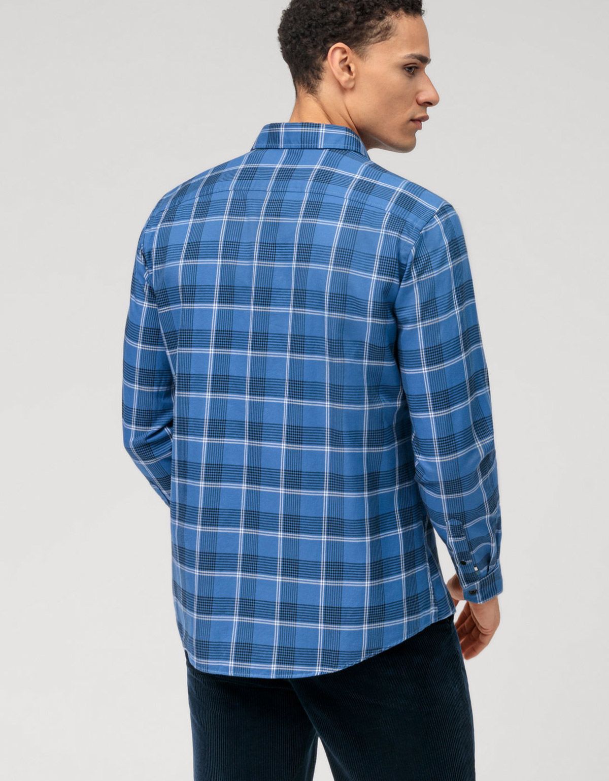 Рубашка мужская фланелевая в синюю клетку OLYMP | купить в интернет-магазине Olymp-Men