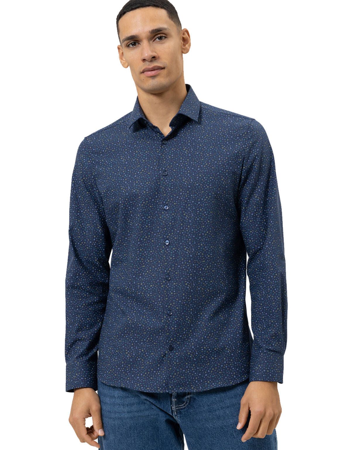 Рубашка мужская синяя OLYMP 24/7, body fit