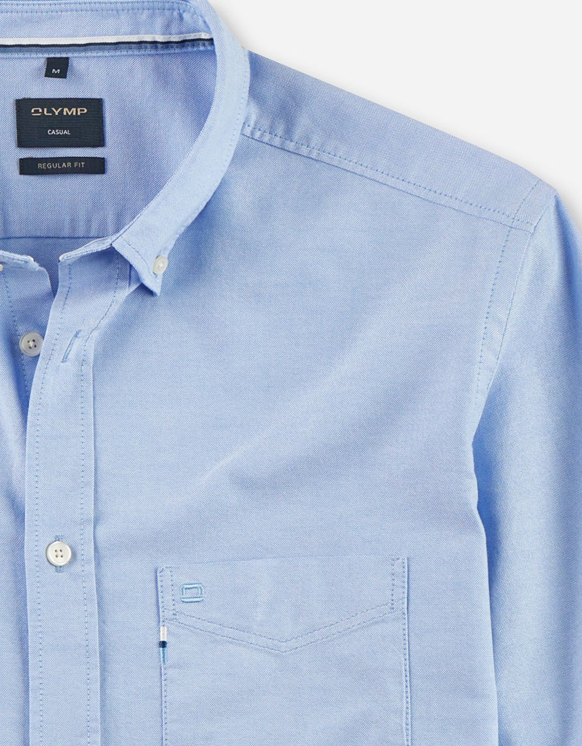 Рубашка голубая мужская OLYMP с карманом, пуговицы на воротнике | купить в интернет-магазине Olymp-Men