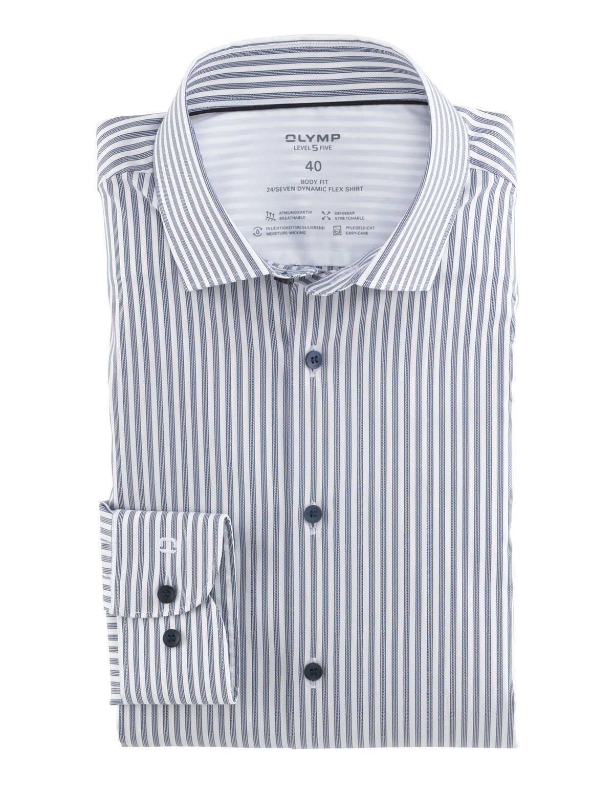 Рубашка мужская в полоску с лиоцеллом OLYMP 24/7, body fit | купить в интернет-магазине Olymp-Men