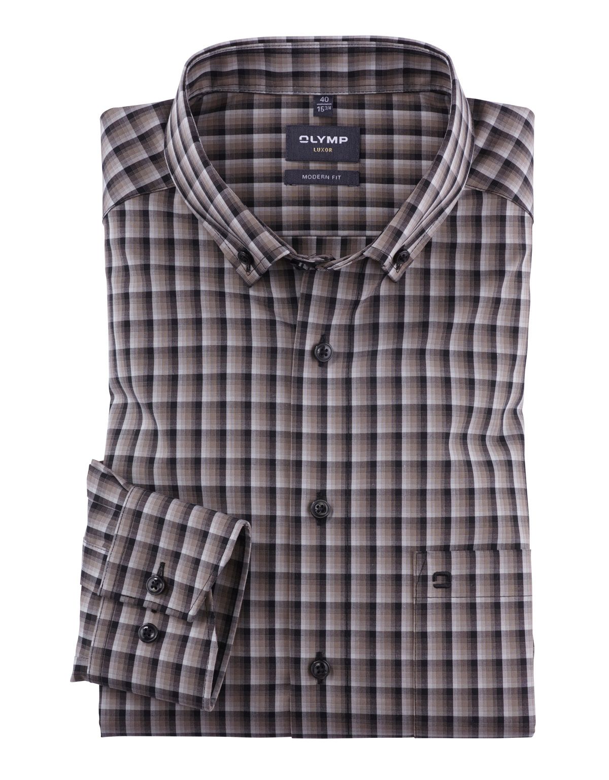 Рубашка мужская в клетку OLYMP Luxor, modern fit, пуговицы на воротнике