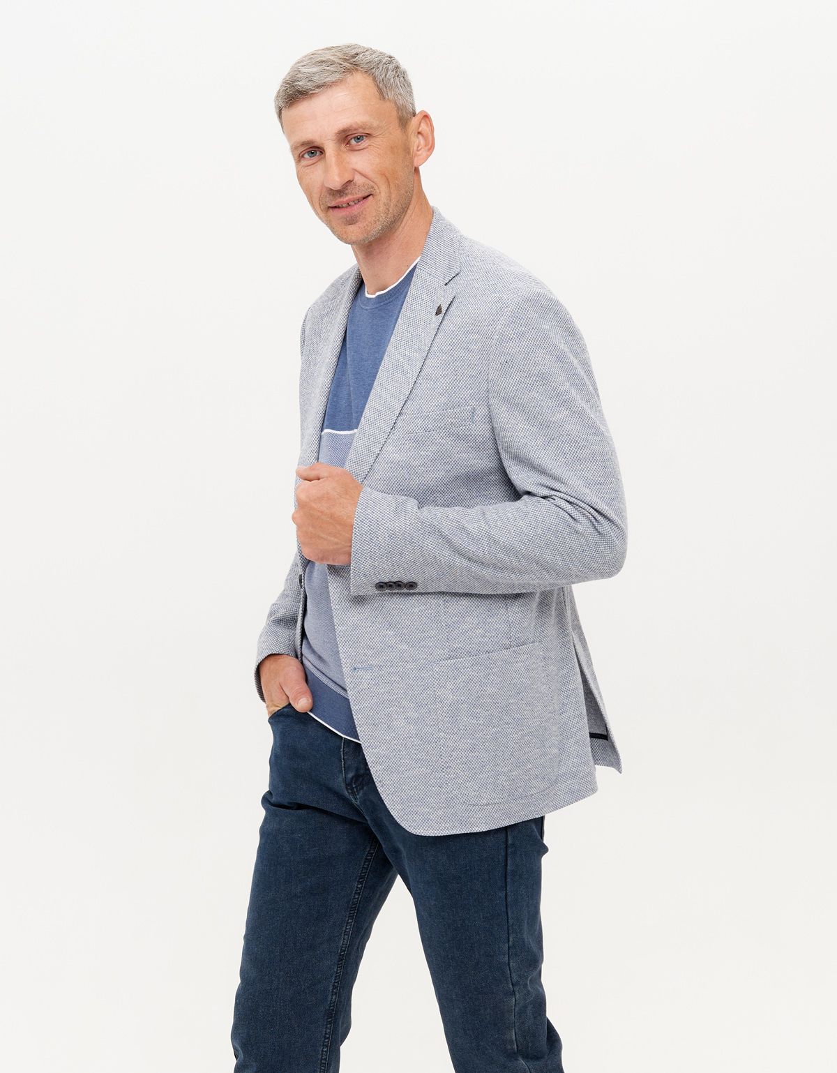 Пиджак трикотажный Roy Robson голубой меланж | купить в интернет-магазине Olymp-Men