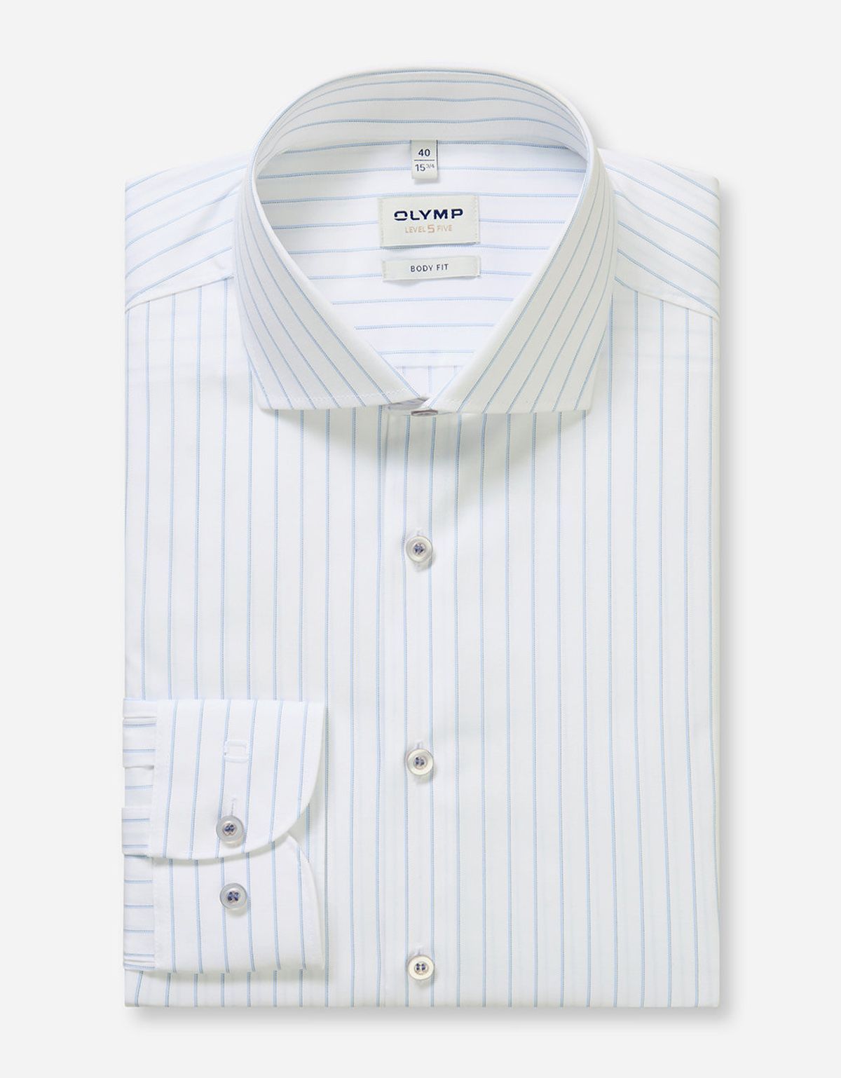 Рубашка белая в синюю полоску OLYMP, боди фит | купить в интернет-магазине Olymp-Men