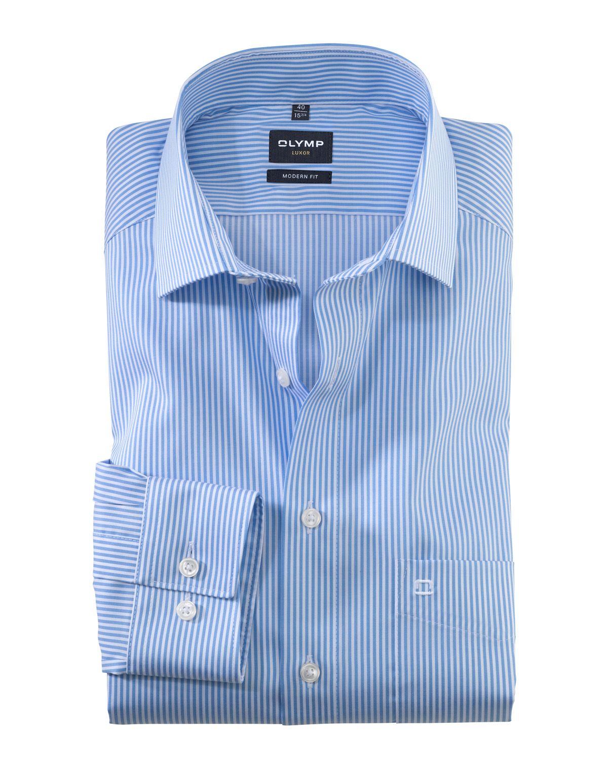 Рубашка мужская в голубую полоску OLYMP Luxor, modern fit[ГОЛУБОЙ]