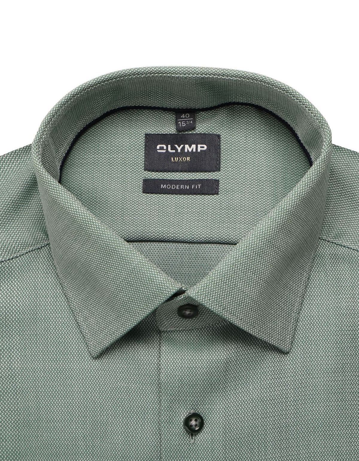 Рубашка зелёная OLYMP Luxor, полуприлегающая на высокий рост | купить в интернет-магазине Olymp-Men