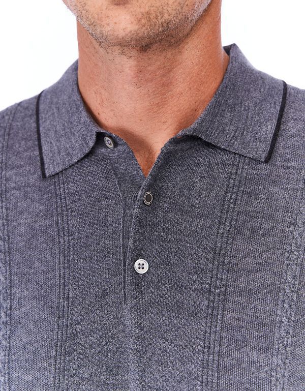 Поло мужское на пуговицах Gratude вязаное с косами | купить в интернет-магазине Olymp-Men