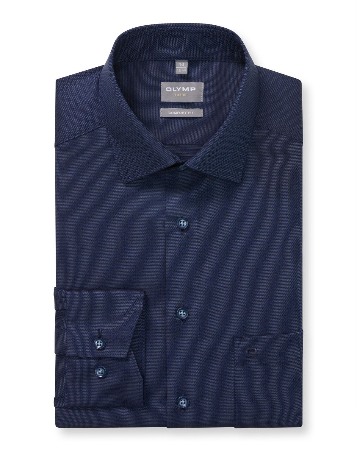 Рубашка мужская однотонная Olymp Luxor, прямой крой на высокий рост[СИНИЙ]