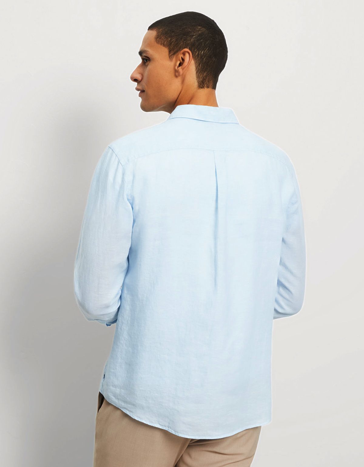 Рубашка голубая мужская льняная OLYMP | купить в интернет-магазине Olymp-Men