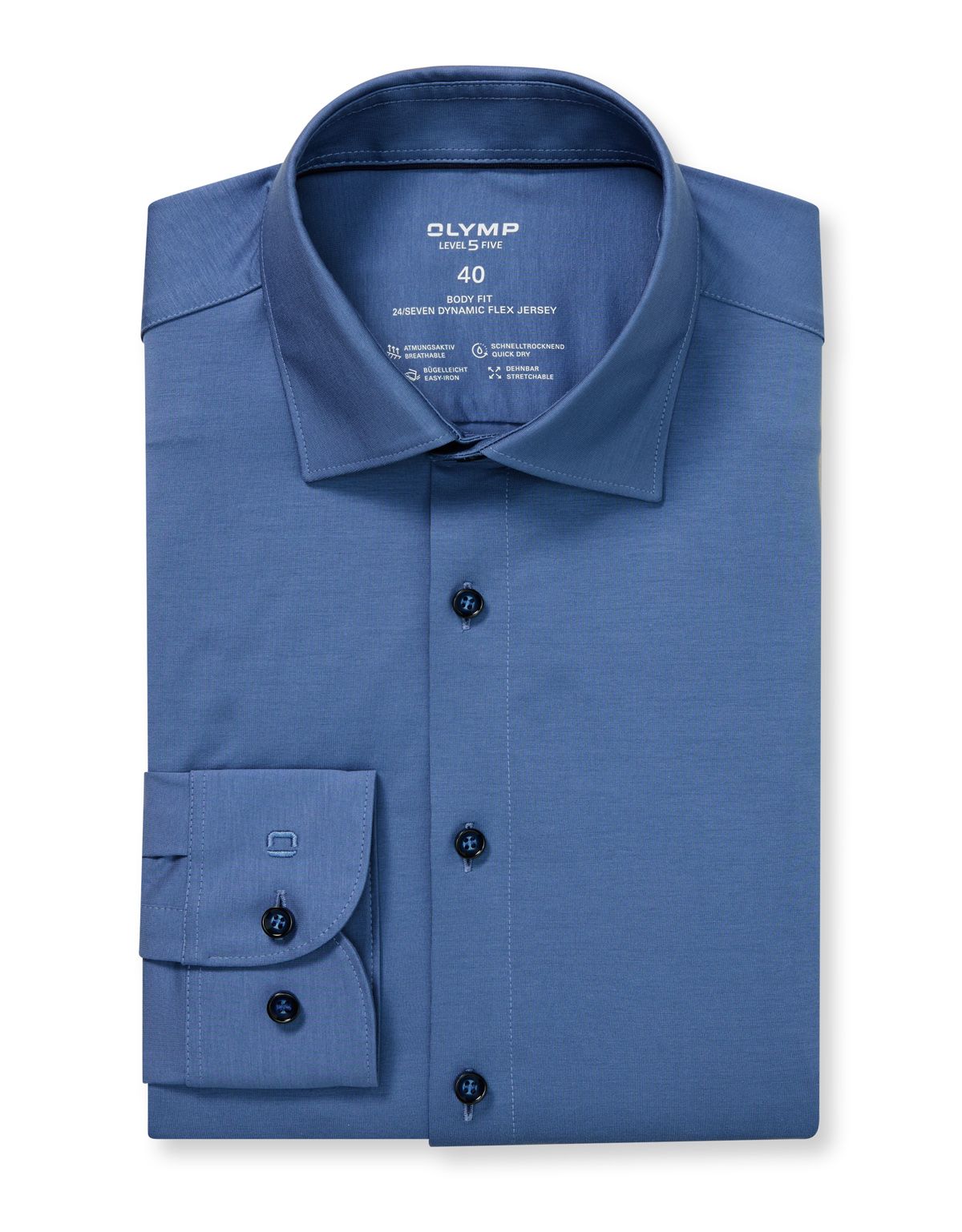 Рубашка трикотажная Olymp, body fit на высокий рост[СИНИЙ]