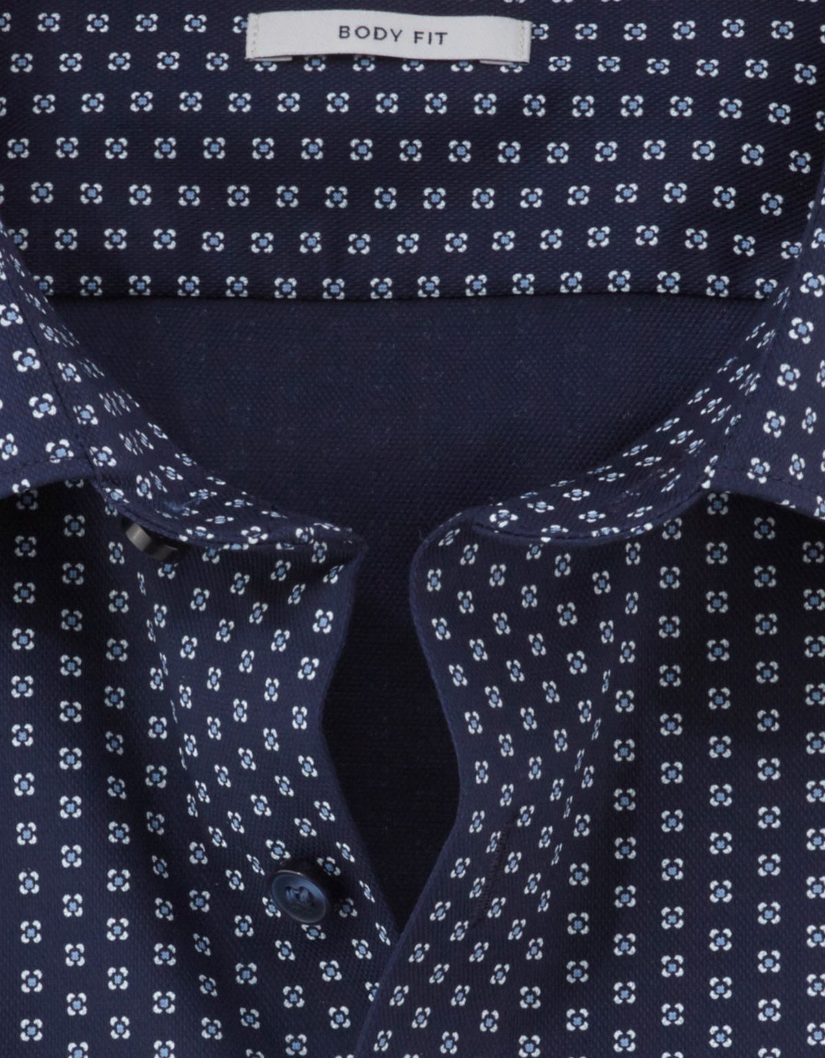 Рубашка мужская с белым принтом OLYMP, body fit на высокий рост | купить в интернет-магазине Olymp-Men