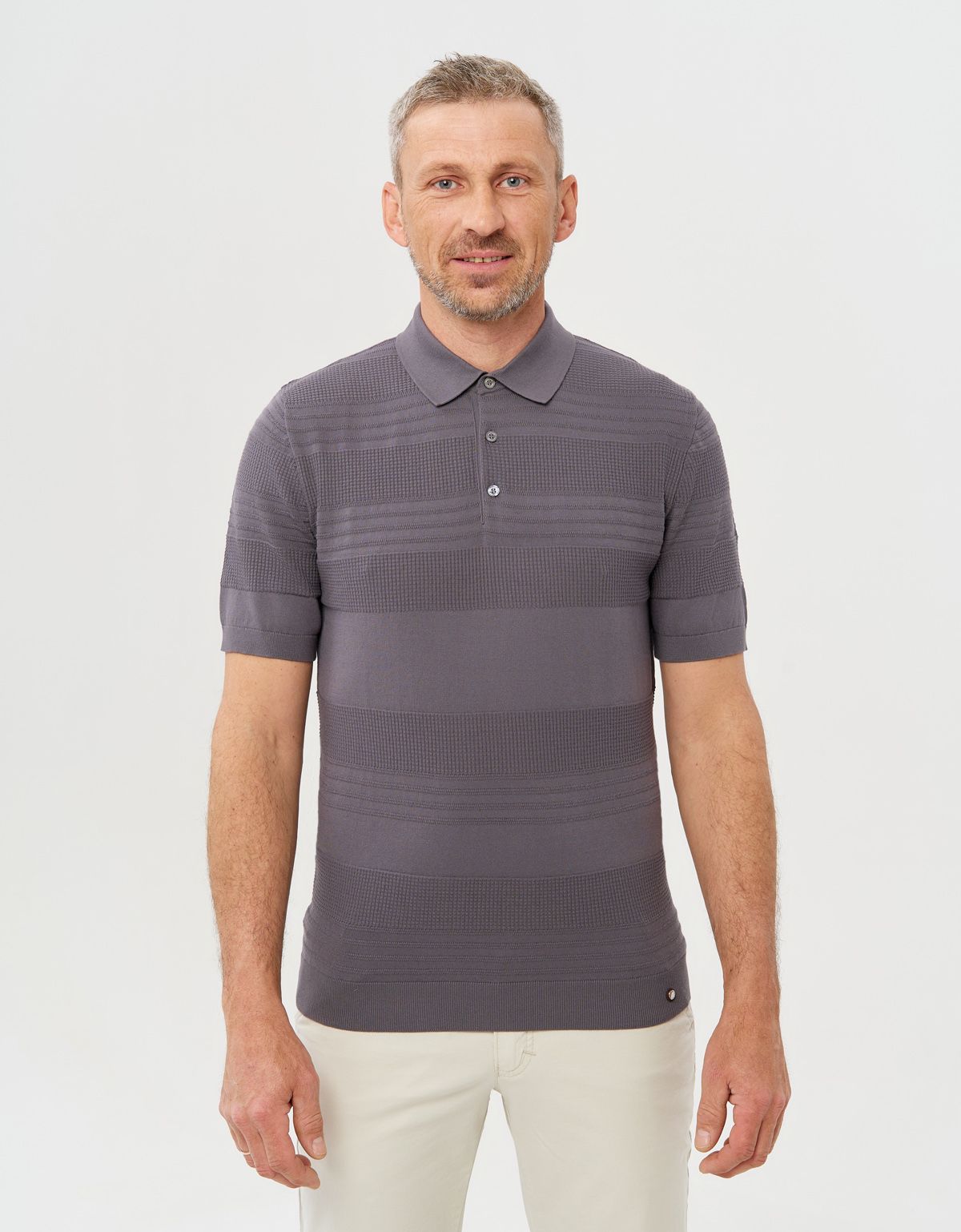 Поло мужское вязаное серое на пуговицах Gratude | купить в интернет-магазине Olymp-Men