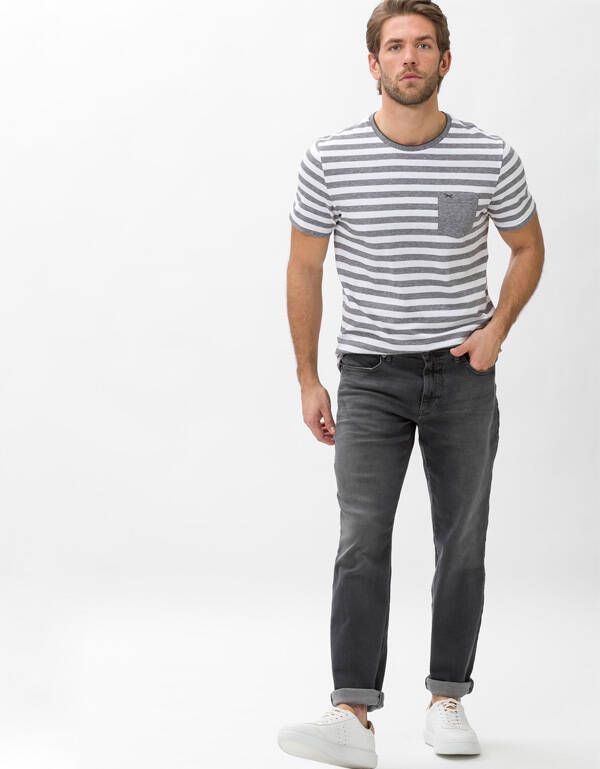 Футболка мужская Brax в серую полоску с карманом | купить в интернет-магазине Olymp-Men