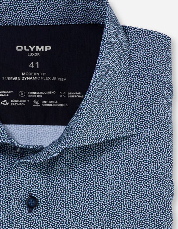 Рубашка трикотажная OLYMP Luxor 24/7 с рисунком горох, modern fit