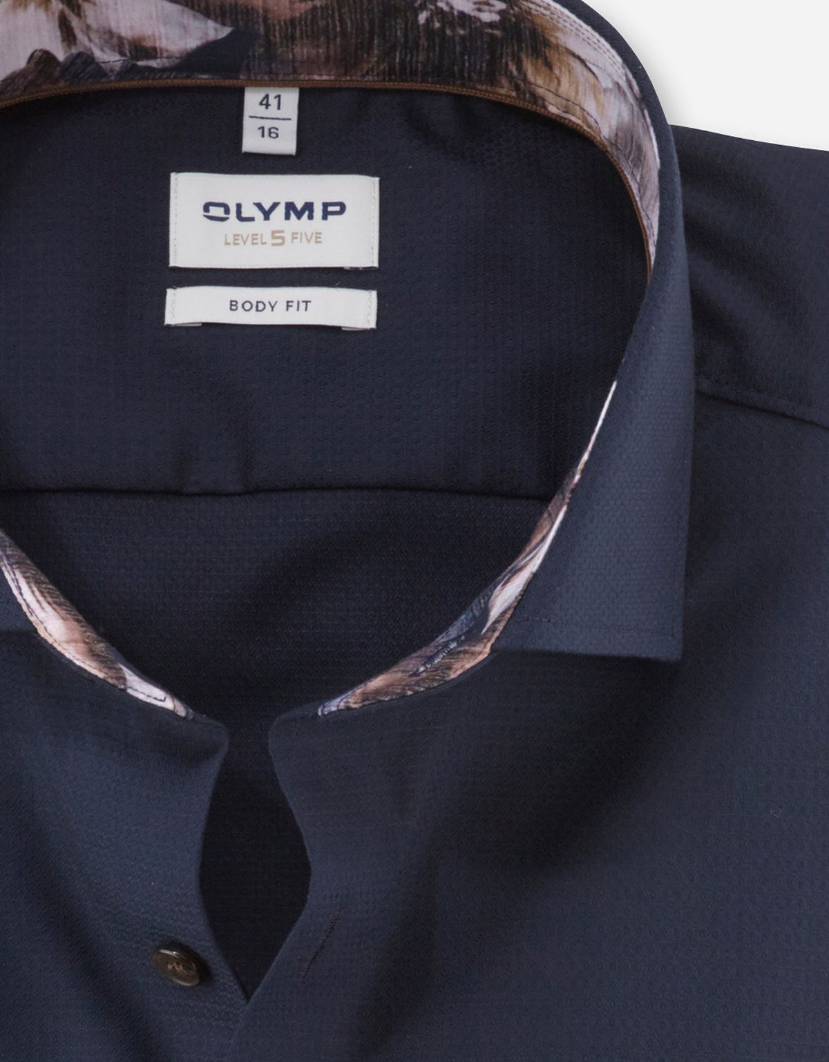 Рубашка мужская синяя OLYMP Level Five, body fit, фактурная | купить в интернет-магазине Olymp-Men