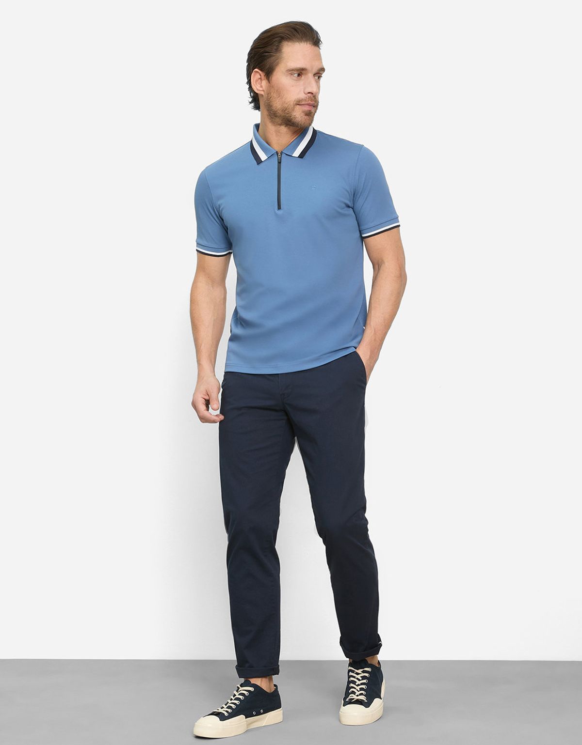 Поло мужское голубое на молнии Olymp | купить в интернет-магазине Olymp-Men