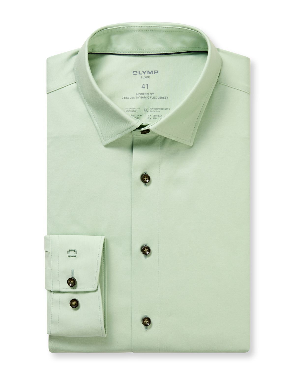 Рубашка трикотажная зелёная Olymp, modern fit | купить в интернет-магазине Olymp-Men
