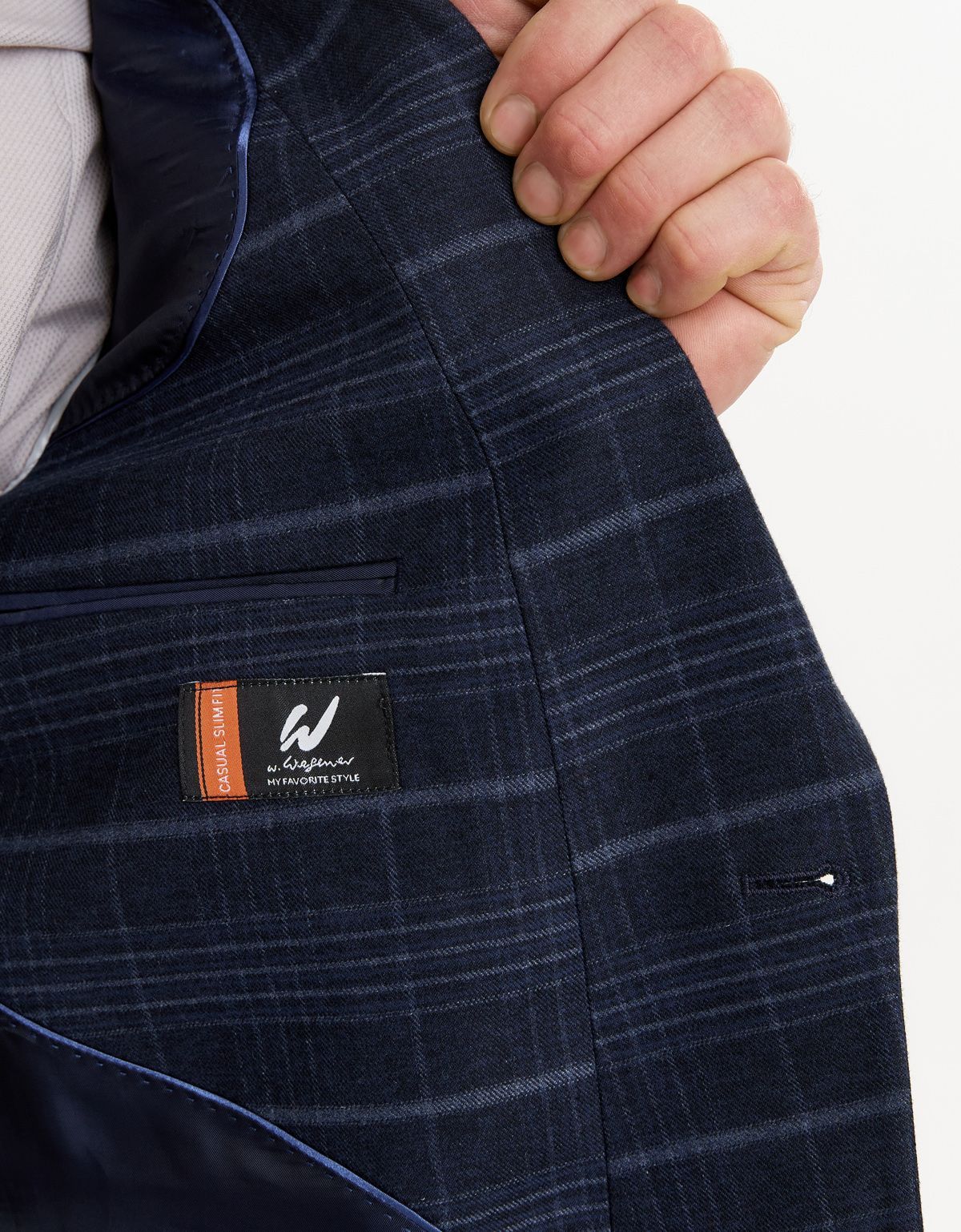 Пиджак мужской синий в клетку w.Wegener | купить в интернет-магазине Olymp-Men