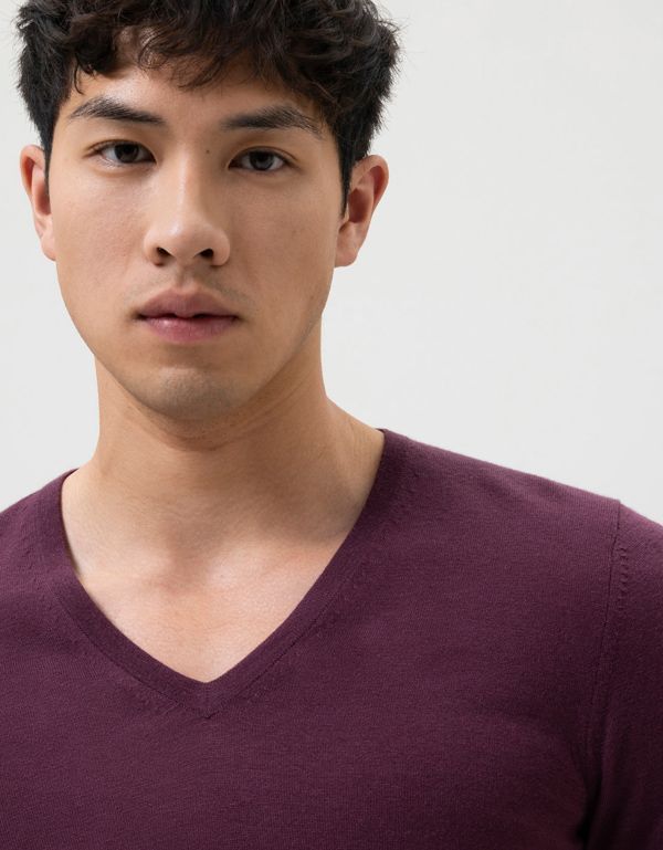 Пуловер бордовый мужской OLYMP, body fit | купить в интернет-магазине Olymp-Men