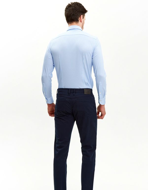 Рубашка мужская трикотажная Olymp Signature в голубую полоску