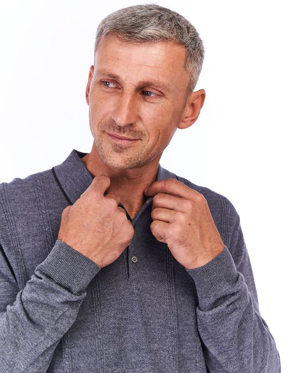 Поло мужское на пуговицах Gratude вязаное с косами | купить в интернет-магазине Olymp-Men