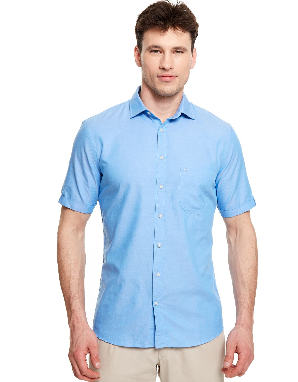 Рубашка мужская голубая OLYMP Casual, modern fit[ГОЛУБОЙ]