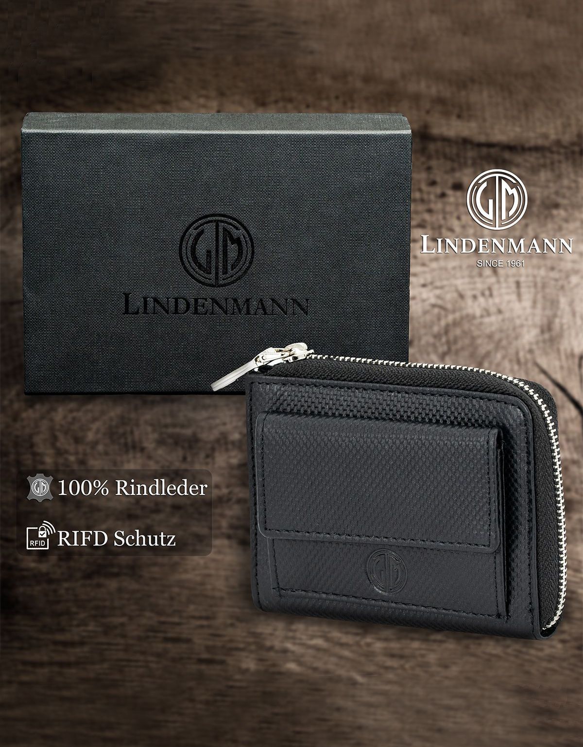 Портмоне мужское Lindenmann на молнии с внешним карманом | купить в интернет-магазине Olymp-Men