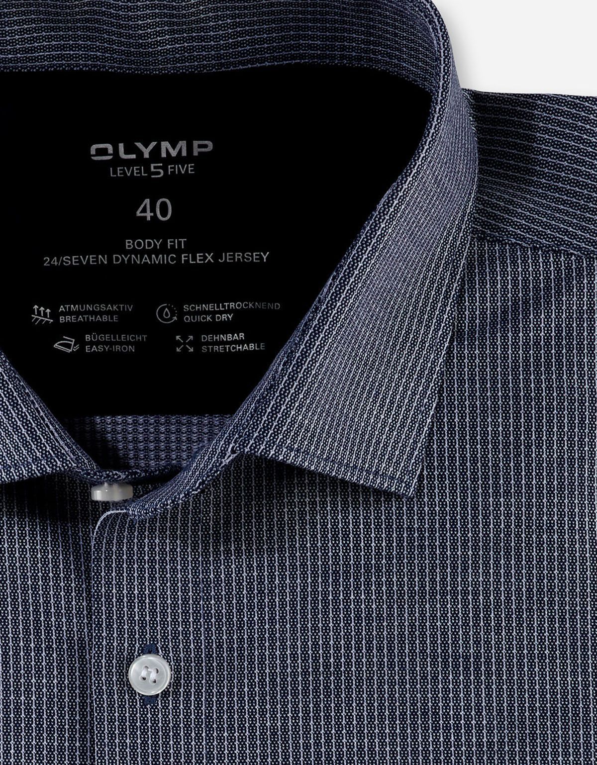 Рубашка трикотажная синяя в полоску Olymp, body fit | купить в интернет-магазине Olymp-Men