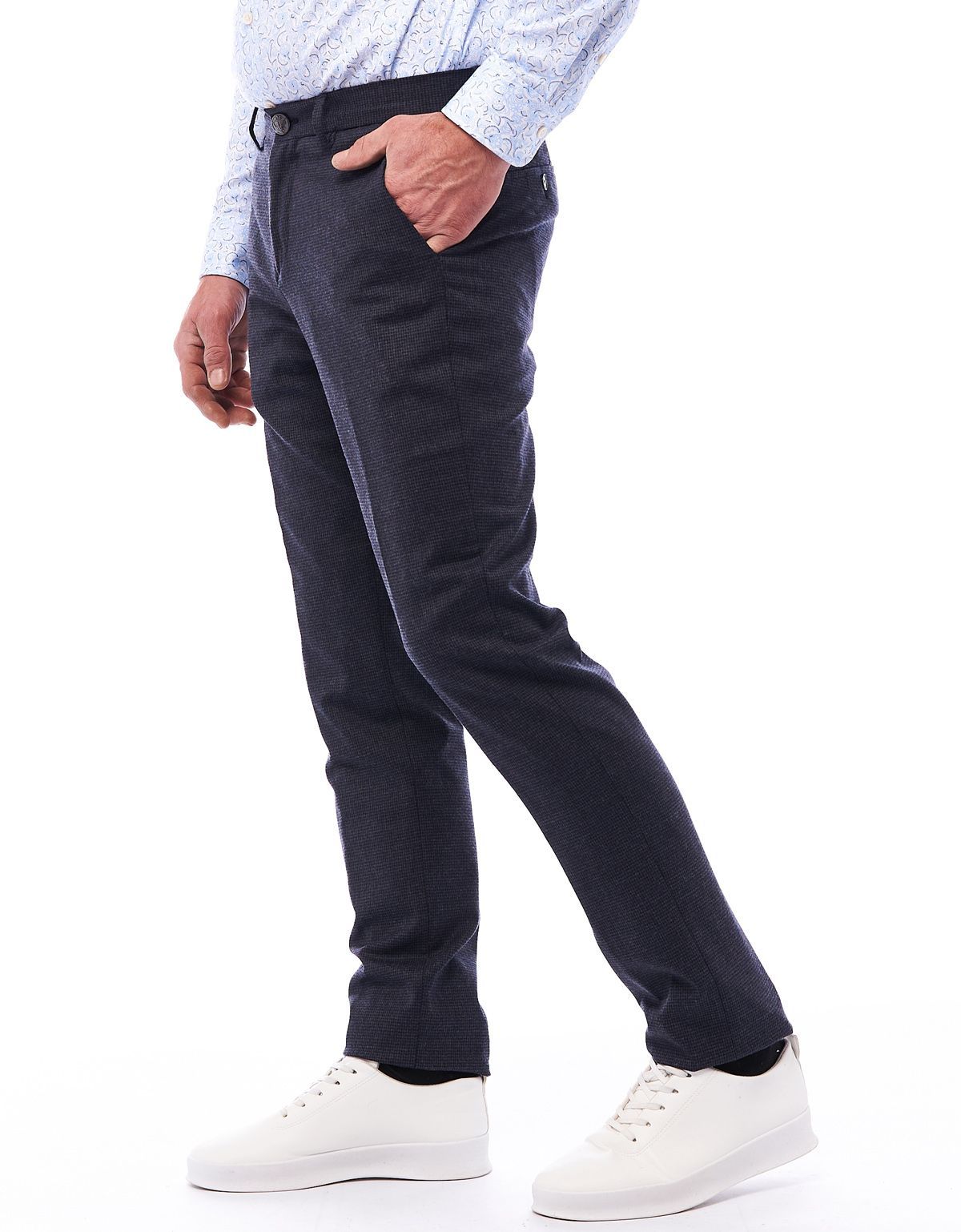 Брюки мужские шерстяные в клетку Gratude зауженные с поясом на резинке | купить в интернет-магазине Olymp-Men