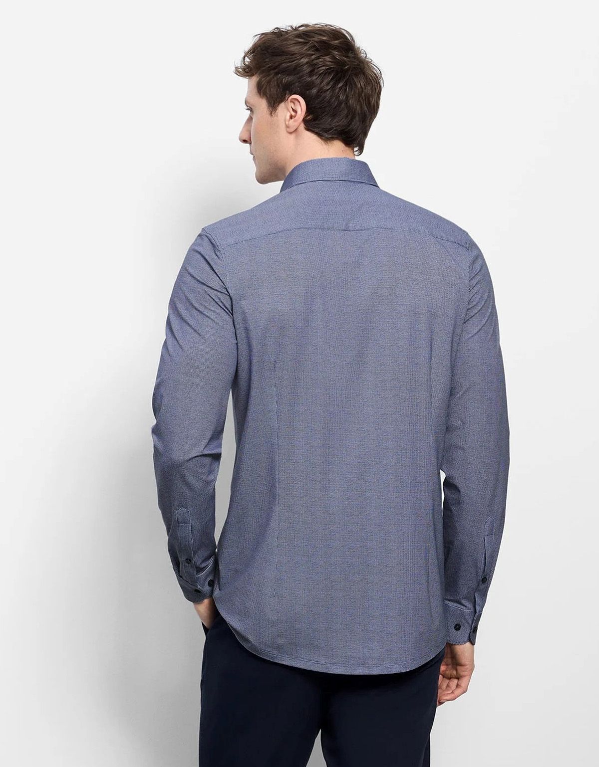 Рубашка трикотажная синяя клетка Olymp, body fit | купить в интернет-магазине Olymp-Men