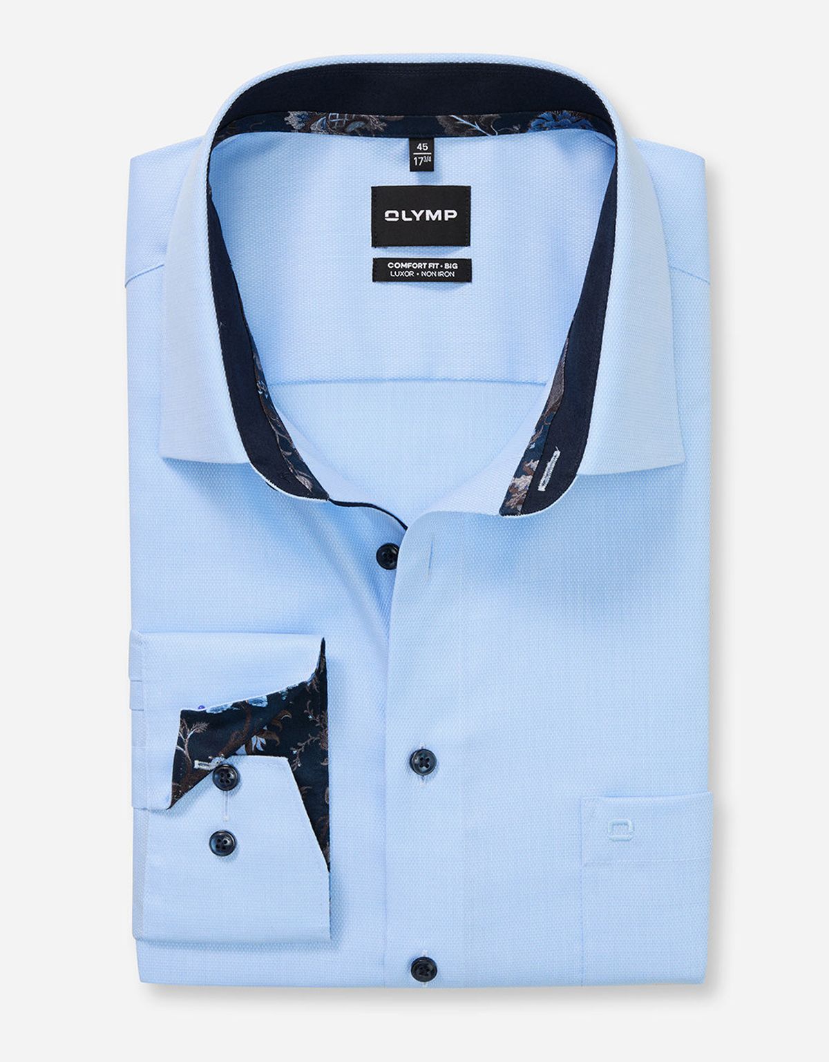 Рубашка классическая голубая Olymp Luxor Big, прямой крой[ГОЛУБОЙ]