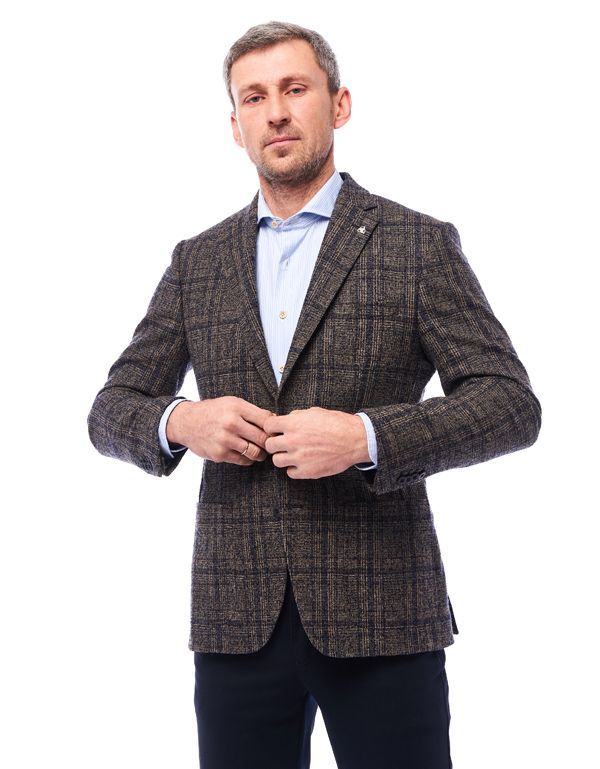 Пиджак мужской шерстяной в клетку Roy Robson с 2 шлицами, modern fit | купить в интернет-магазине Olymp-Men