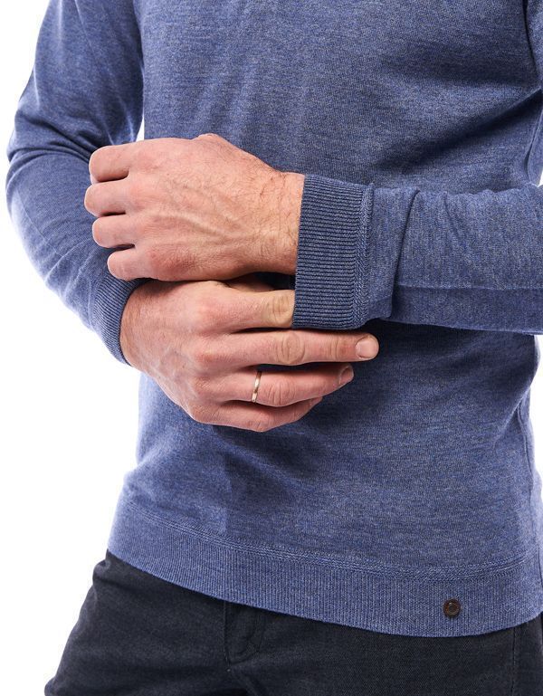 Свитер мужской голубой на молнии Gratude из тонкой шерсти | купить в интернет-магазине Olymp-Men