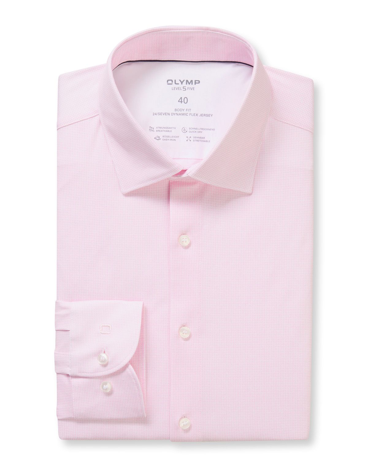 Рубашка трикотажная розовая клетка Olymp, body fit | купить в интернет-магазине Olymp-Men