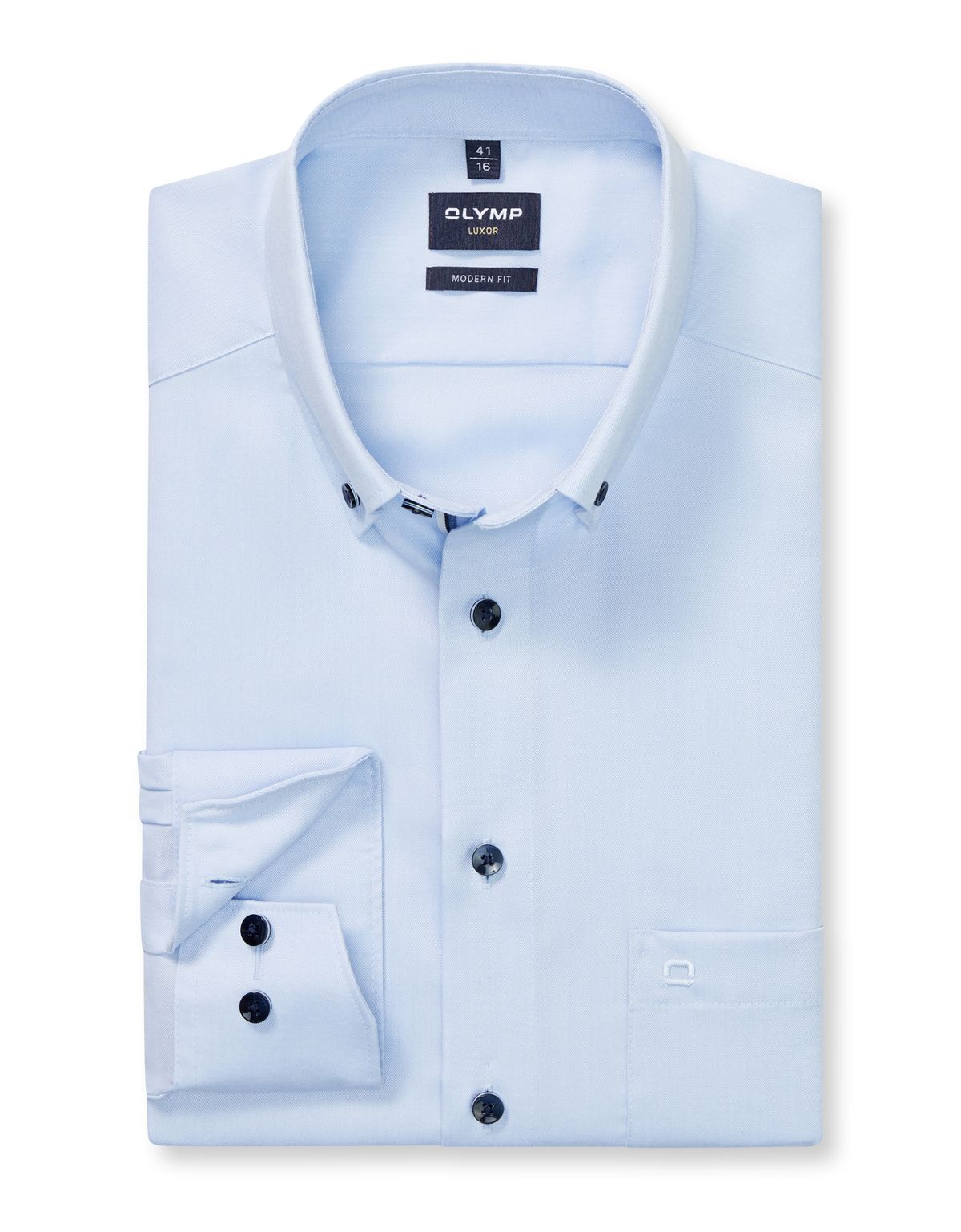 Рубашка голубая с синими пуговицами OLYMP Luxor, modern fit[ГОЛУБОЙ]